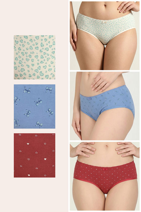 Zivame Regular Rise Full Coverage Hipster Panty (Pack of 3) - Multicolor — image 2